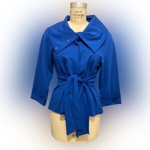 Stunning Royal Blue Fitted Knit Comfy Blazer Size Medium